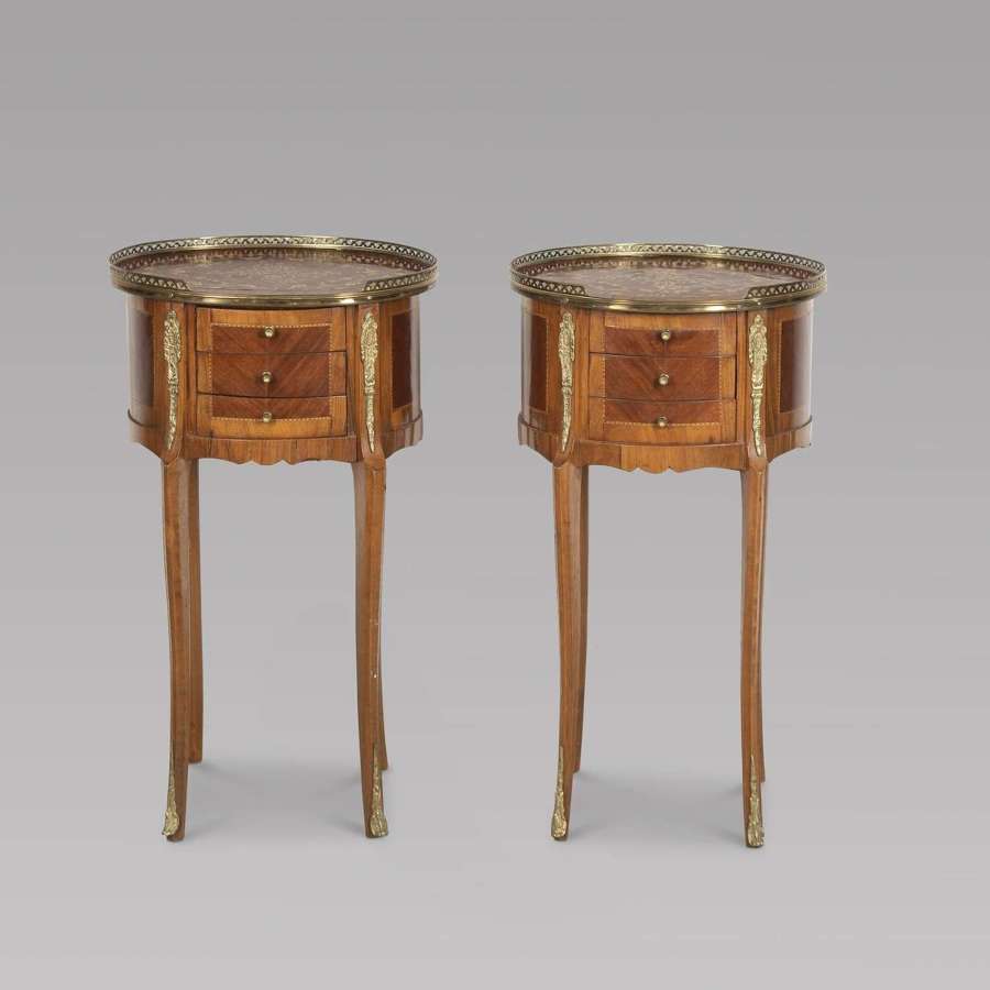 Pair of French Kingwood %26 Ormulu Bedside Tables