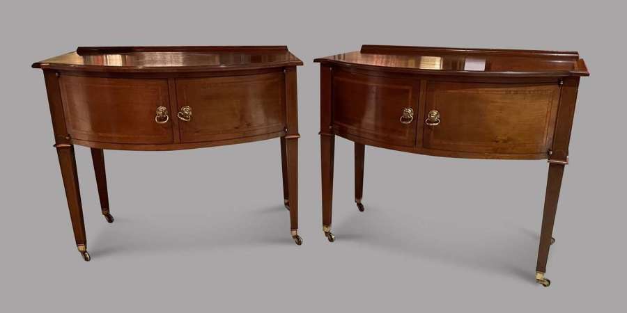 Pair of Mahogany Satinwood Banded Side / Bedside Tables