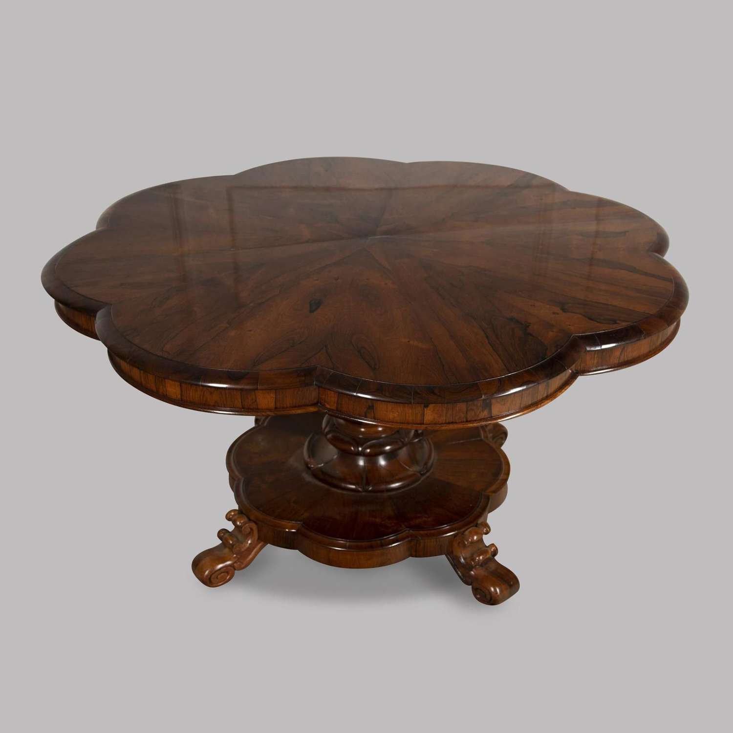 Mid 19th Century English Scalloped Rosewood Table