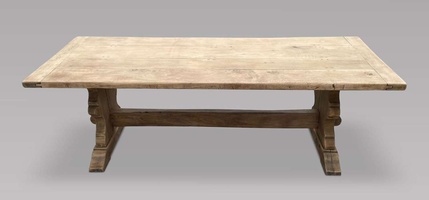 A Lovely Stripped French Oak Trestle Dining Table