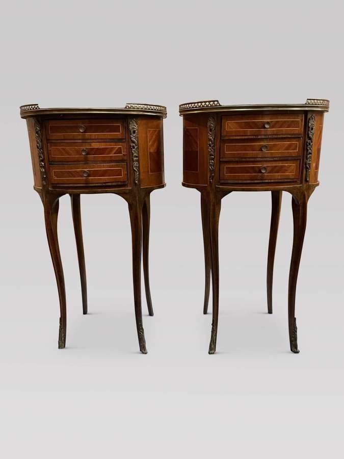 Pair of Attractive Marquetry Bedside Tables