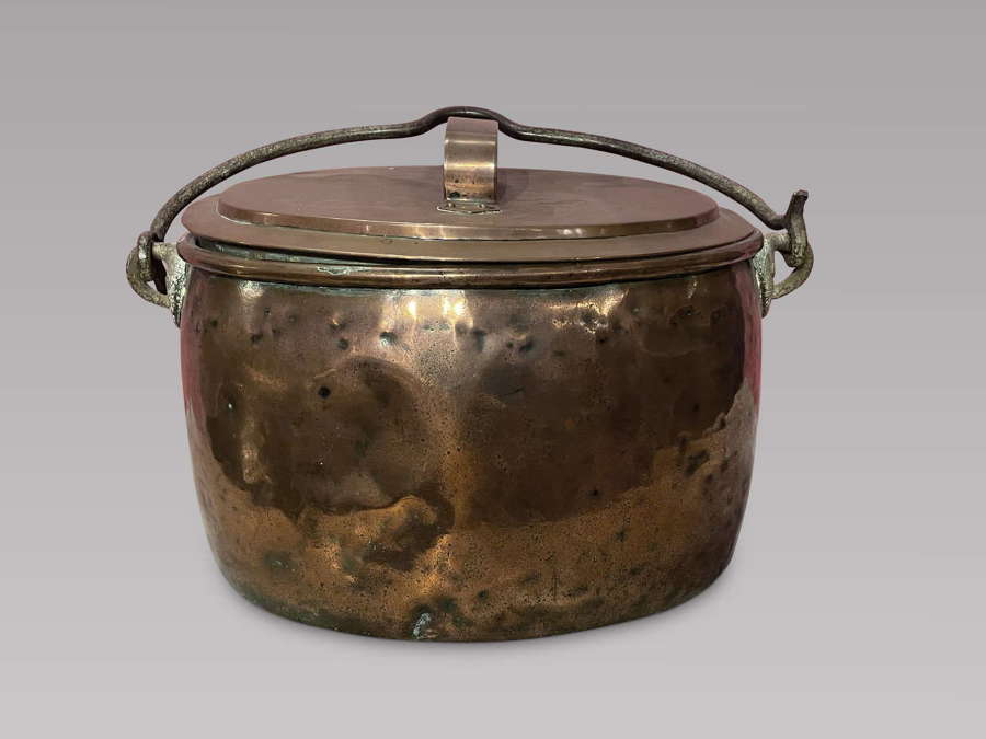 Large 19th Century Copper Lidded Cooking Pot