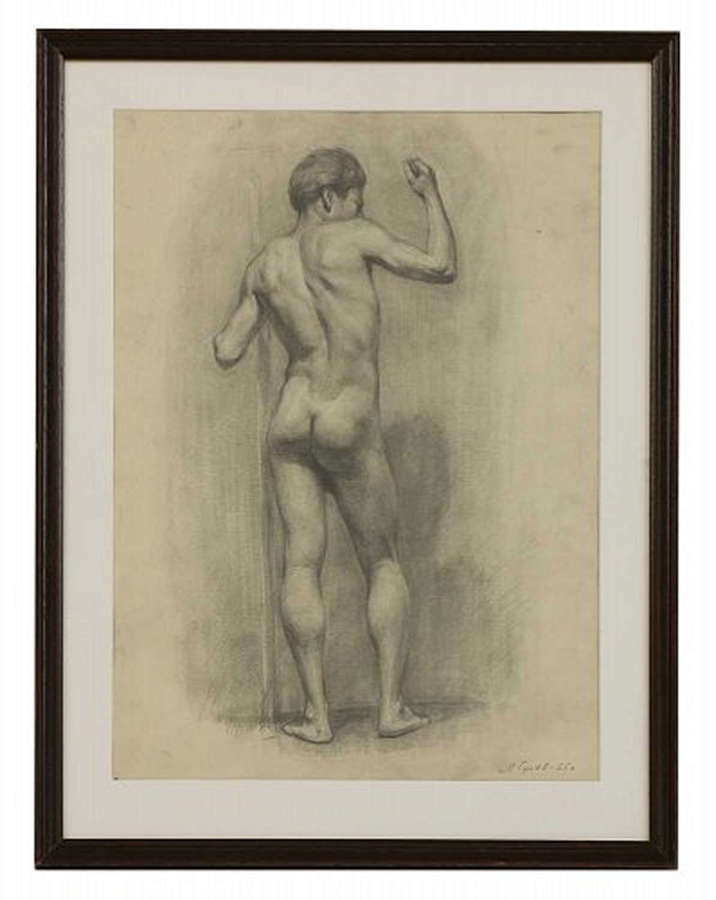 Yuri Gusev (Russian, 1928-2012)Young standing male nude,signed and dat
