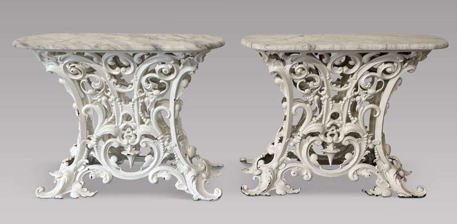 A Pair of 19thc Cast Iron Console Tables
