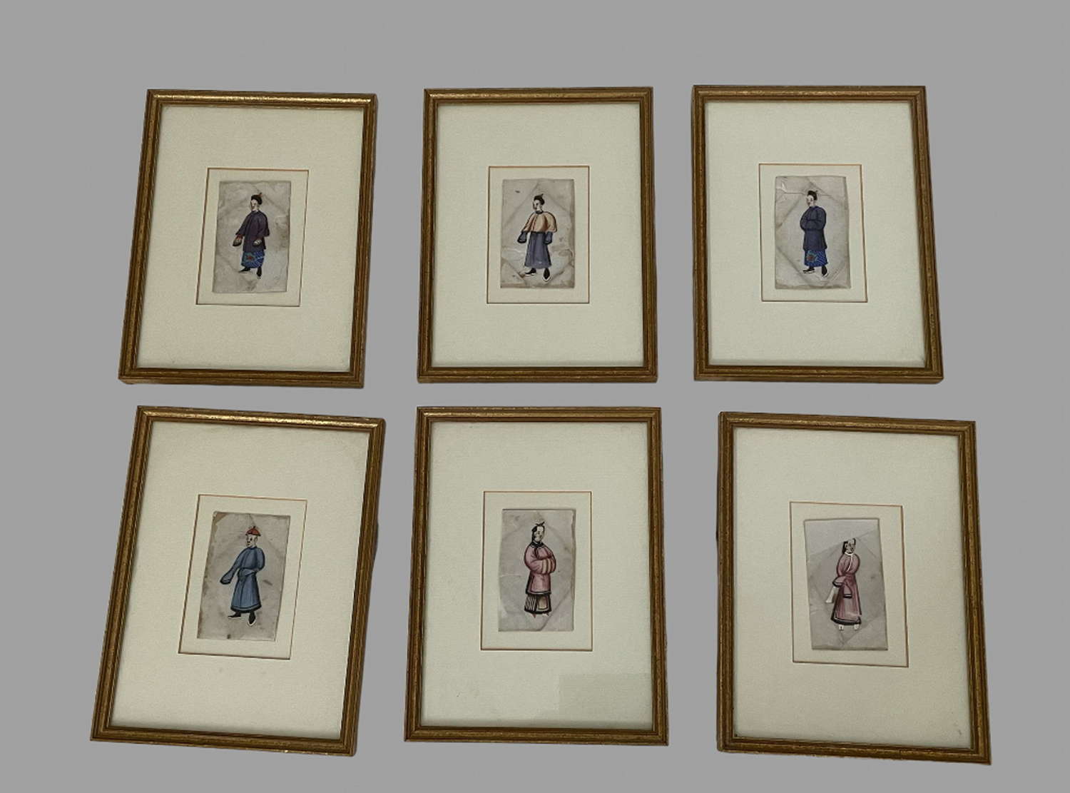 A Set Of Six Paintings on Rice Paper