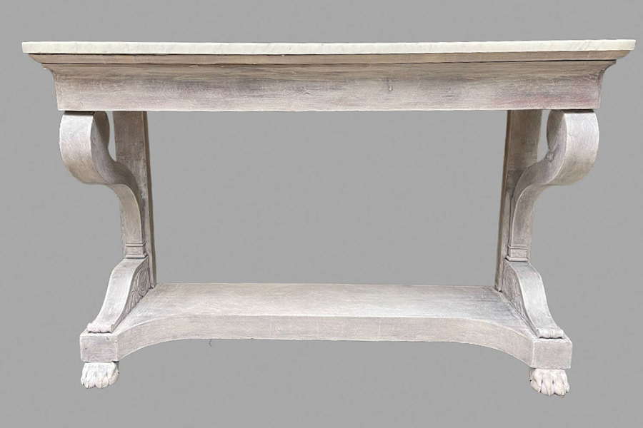 A c1850 Limed Console Table with original Marble Top