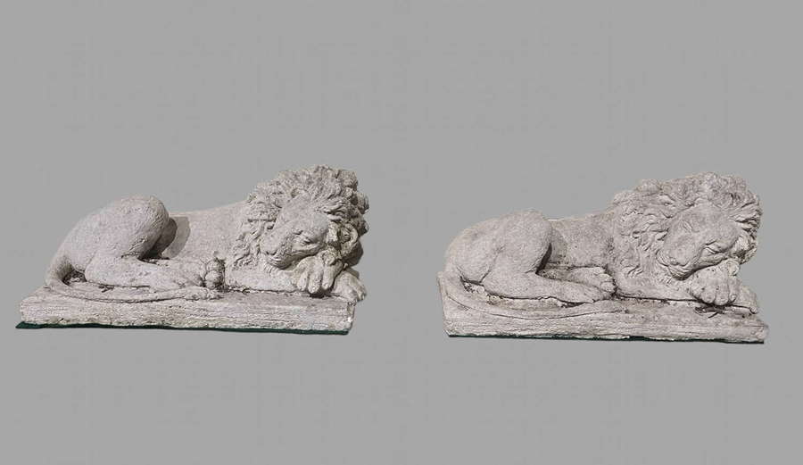 A Pair of Reconstituted  Stone Lions