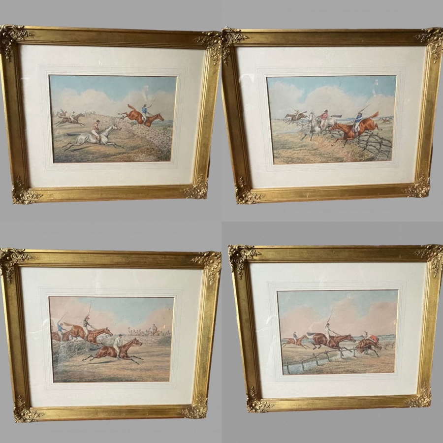 Henry Alken Snr - Steeplechasing Set of Four Watercolours