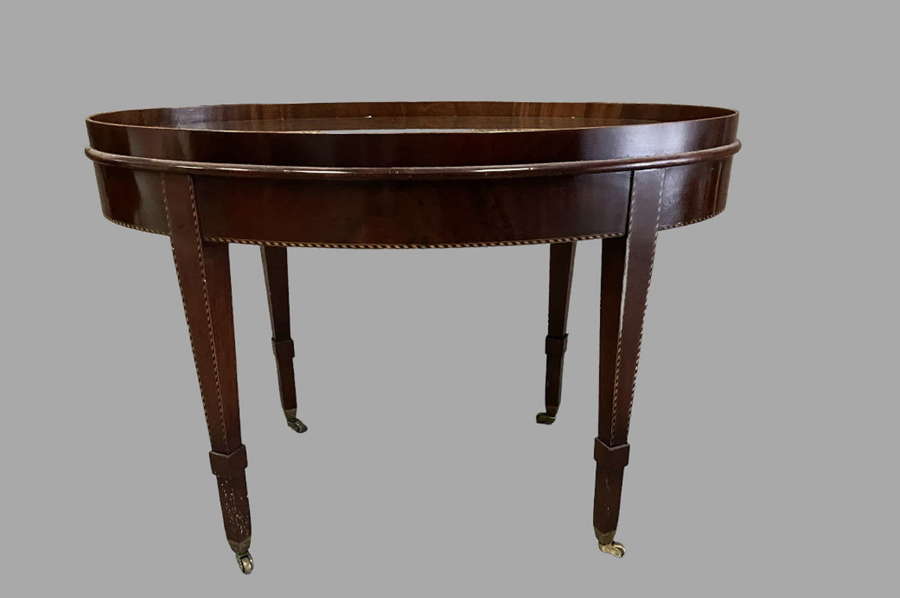 Mahogany Inlaid Oval Coffee/Side Table
