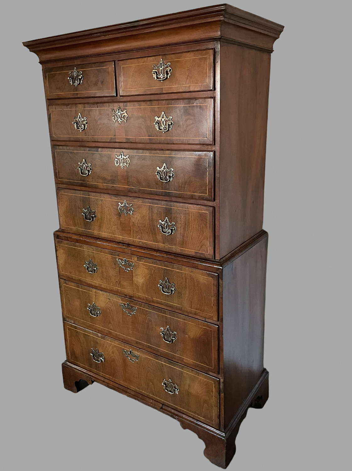 A 18thc Walnut Chest On Chest
