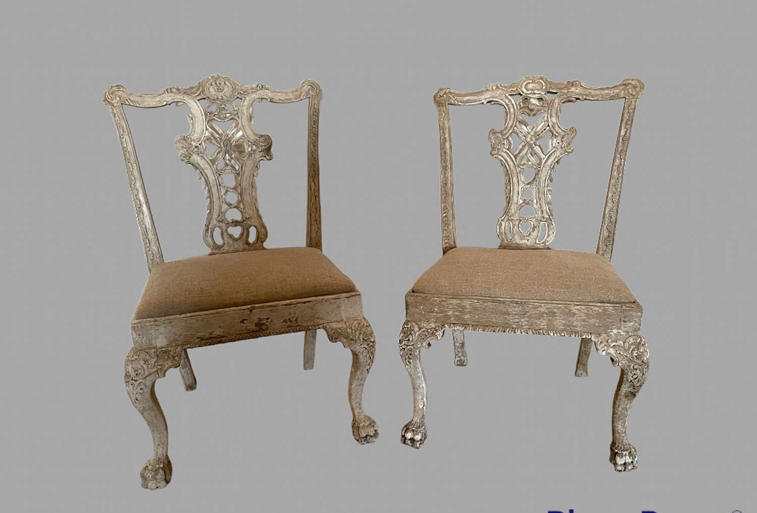 Pair of 18thc Painted Chippendale Chairs