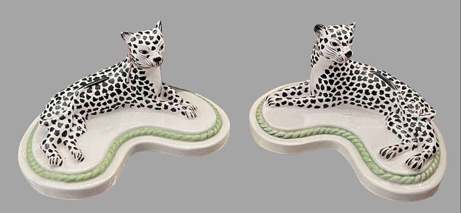 An Attractive Pair of Italian Ceramic Snow Leopards