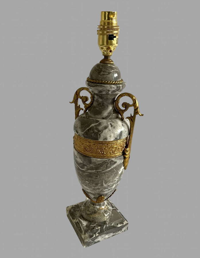 A Late French 19thc Marble and Ormulu Lamp
