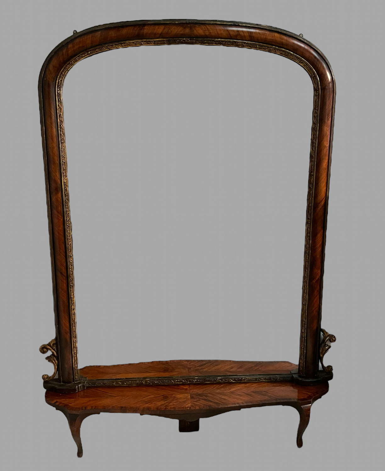 A Large Walnut Mirror on Stand