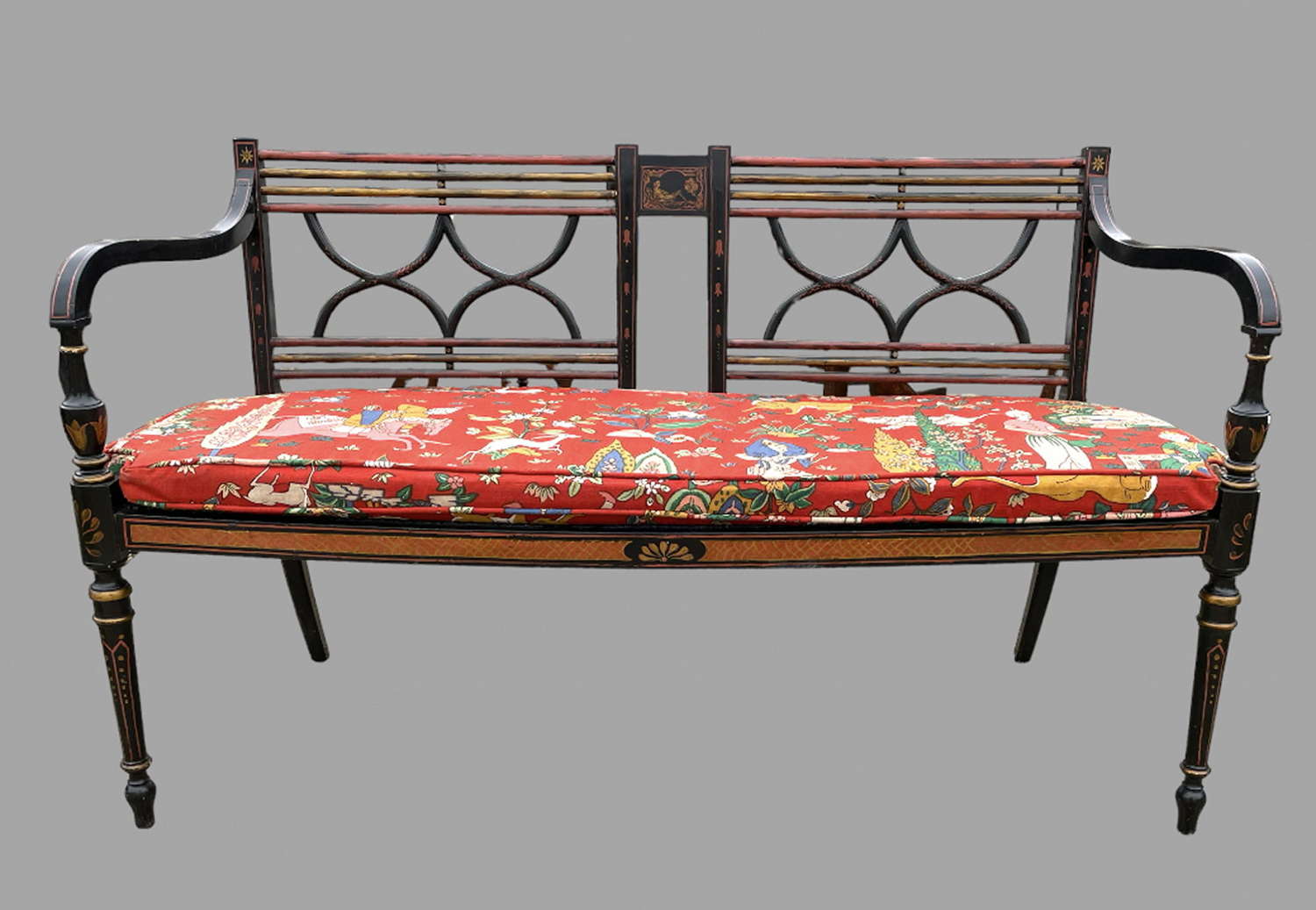 A Bergere Canned Lacquered Settee