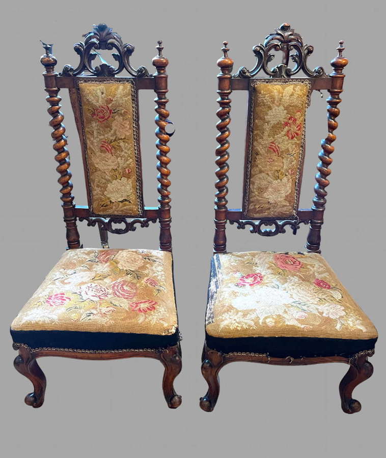 A Pair of Walnut Hall Chairs