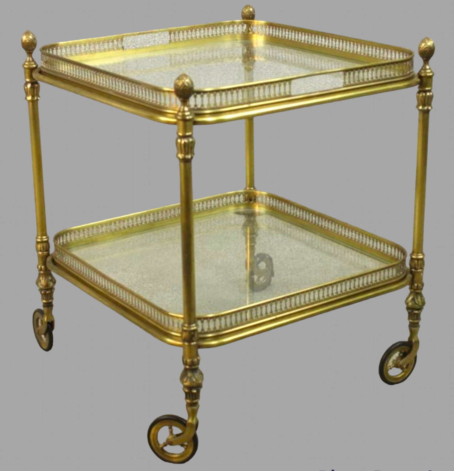 An Attractive Two Tier Brass Drinks Trolley