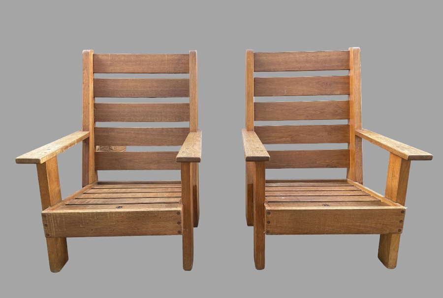 A Fabulous Pair Of French Oak Chairs c1950