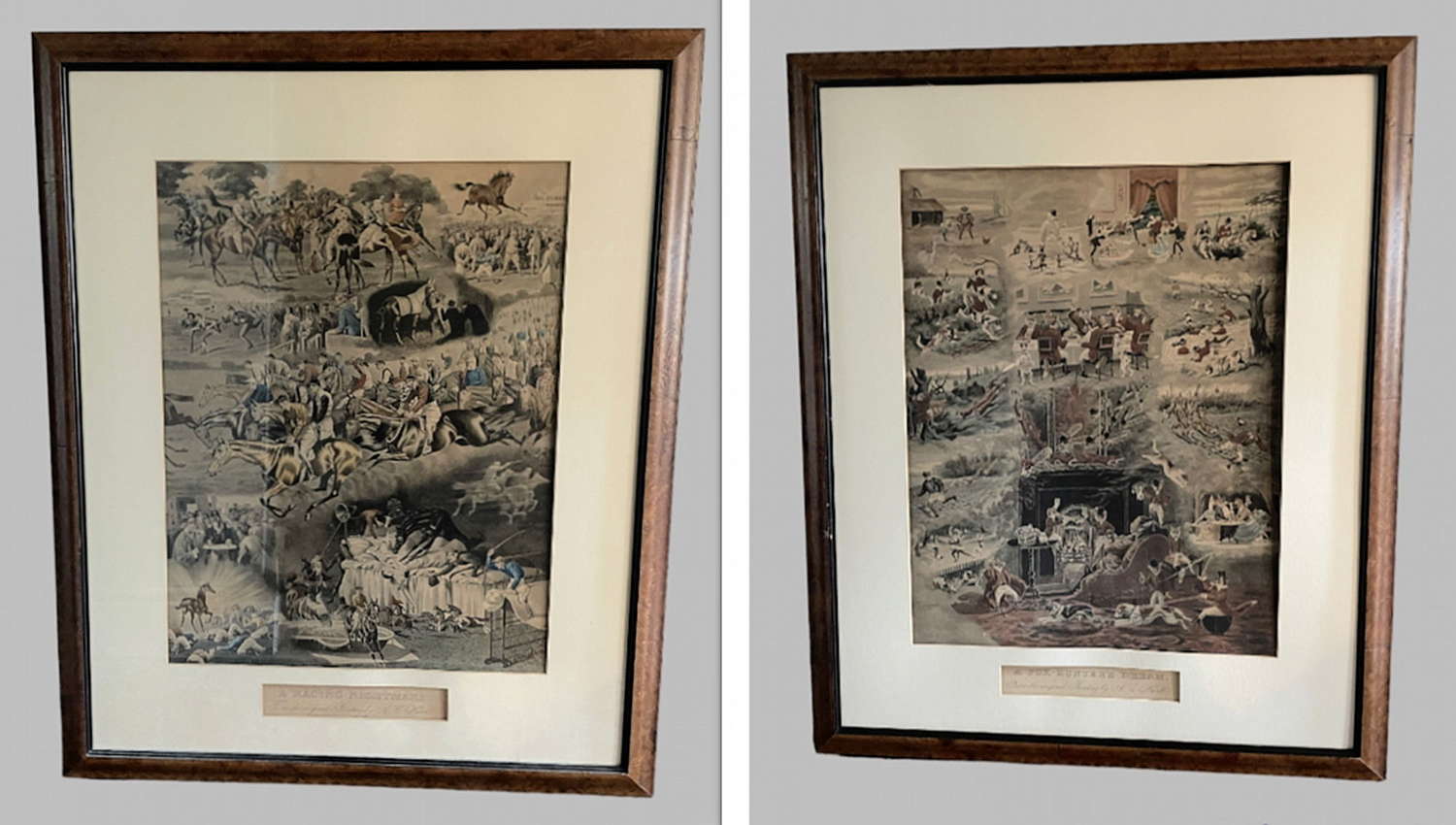 Pair Lithographs  A C Havell 'Foxhunters Dream'  'Racing Nightmare