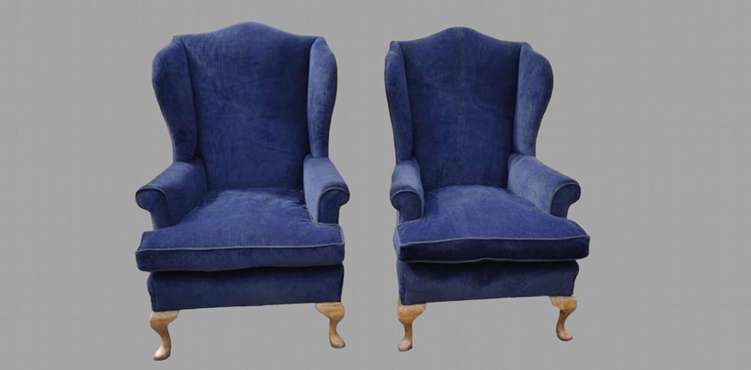 A Pair of Beech Wingback Armchairs
