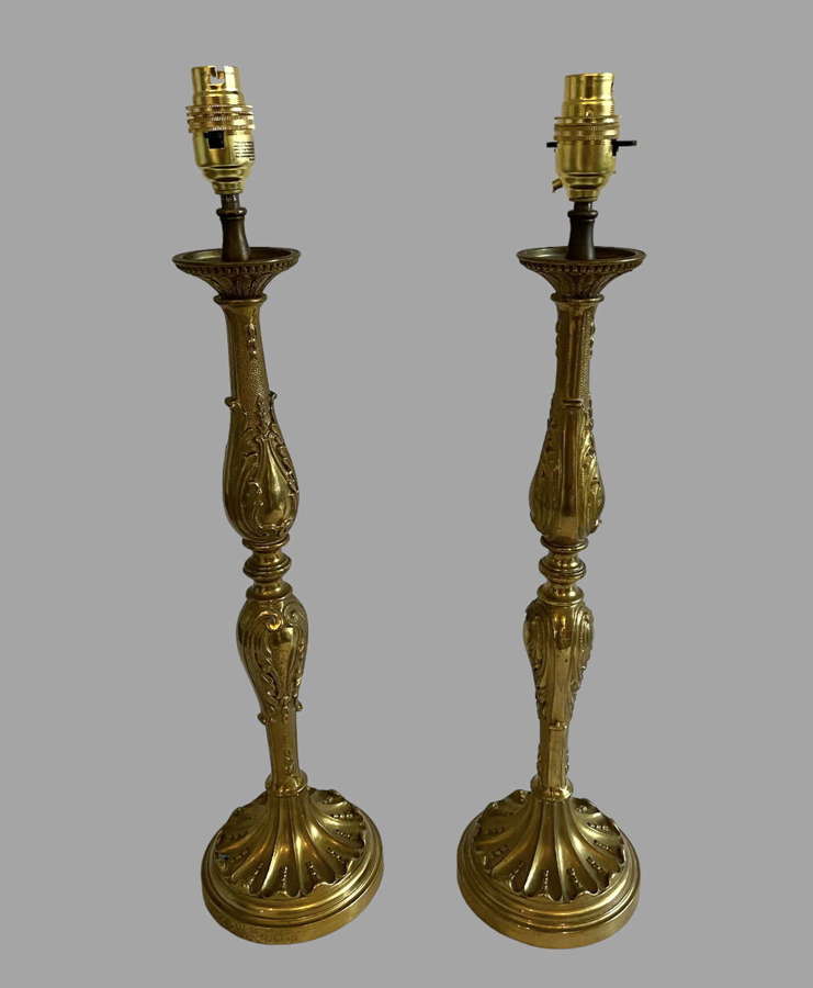 An Attractive Pair Of Italian Gilt Bronze Lamps