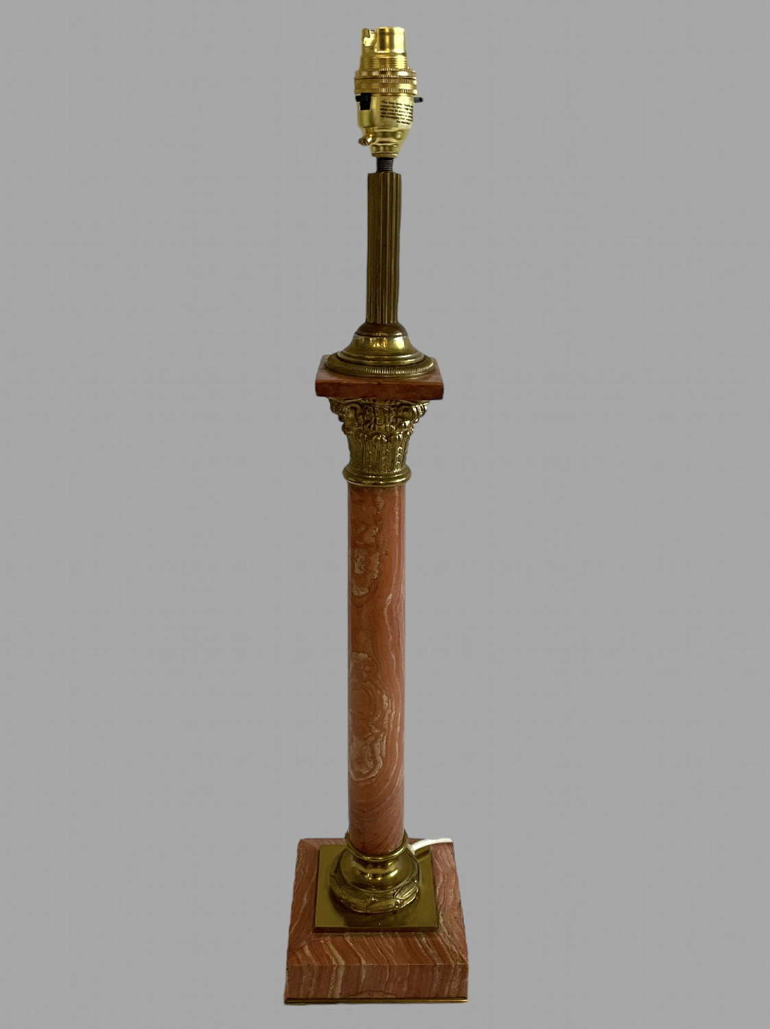 An Italian Marble and Brass Column Lamp