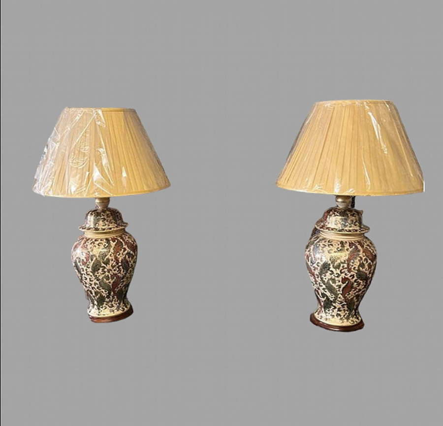 Pair of C20th Decorative Pottery Urn Table Lamps