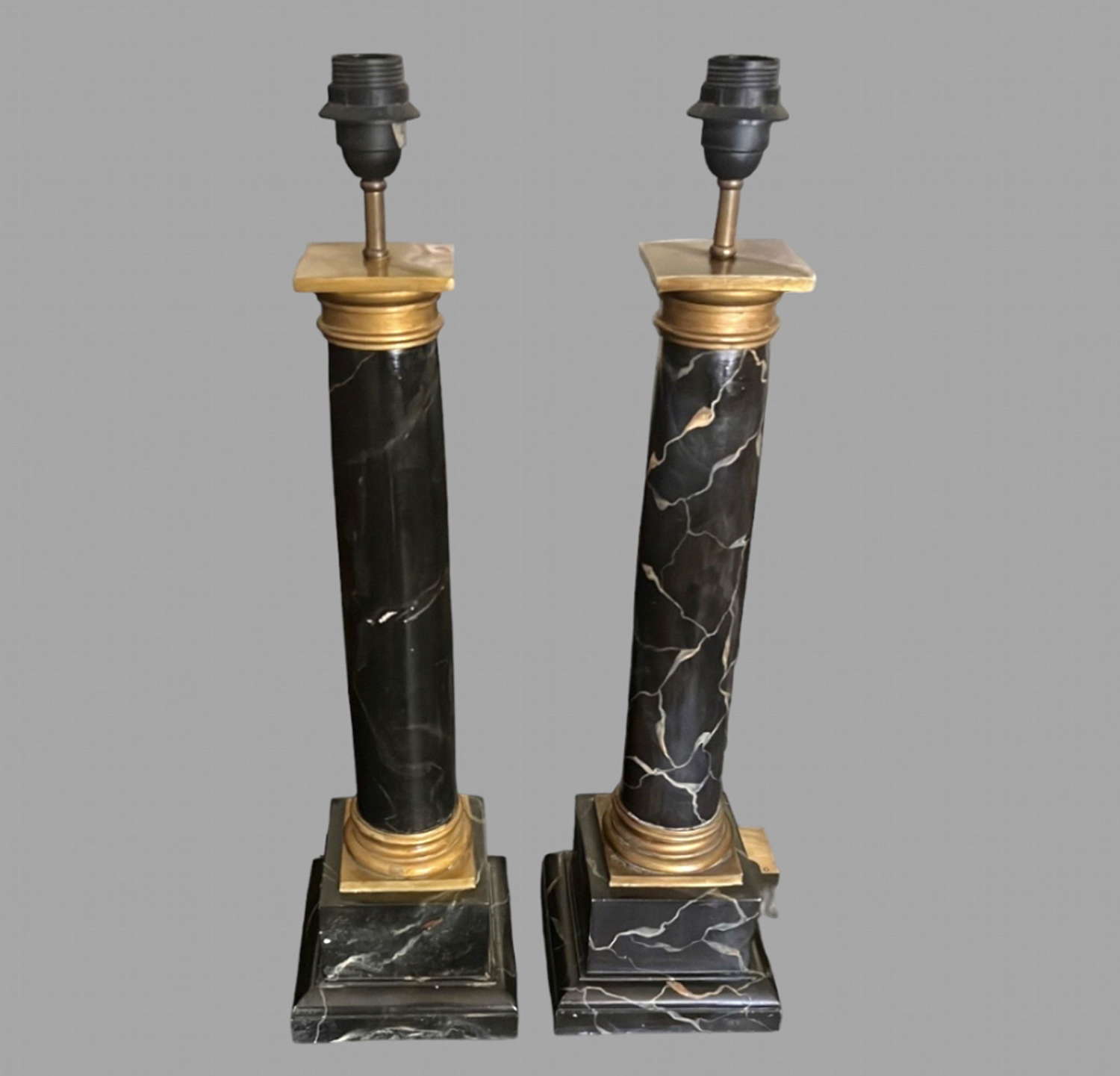 An Attractive Pair of Faux Marble Lamps