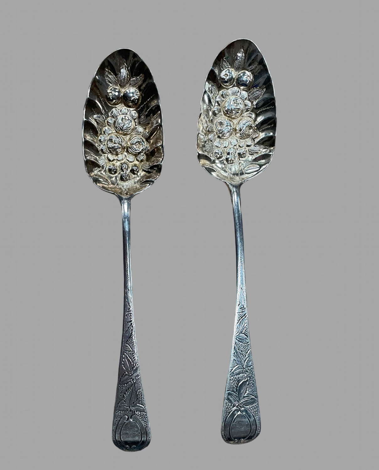 A Wonderful Pair of c1813 Silver Berry Spoons