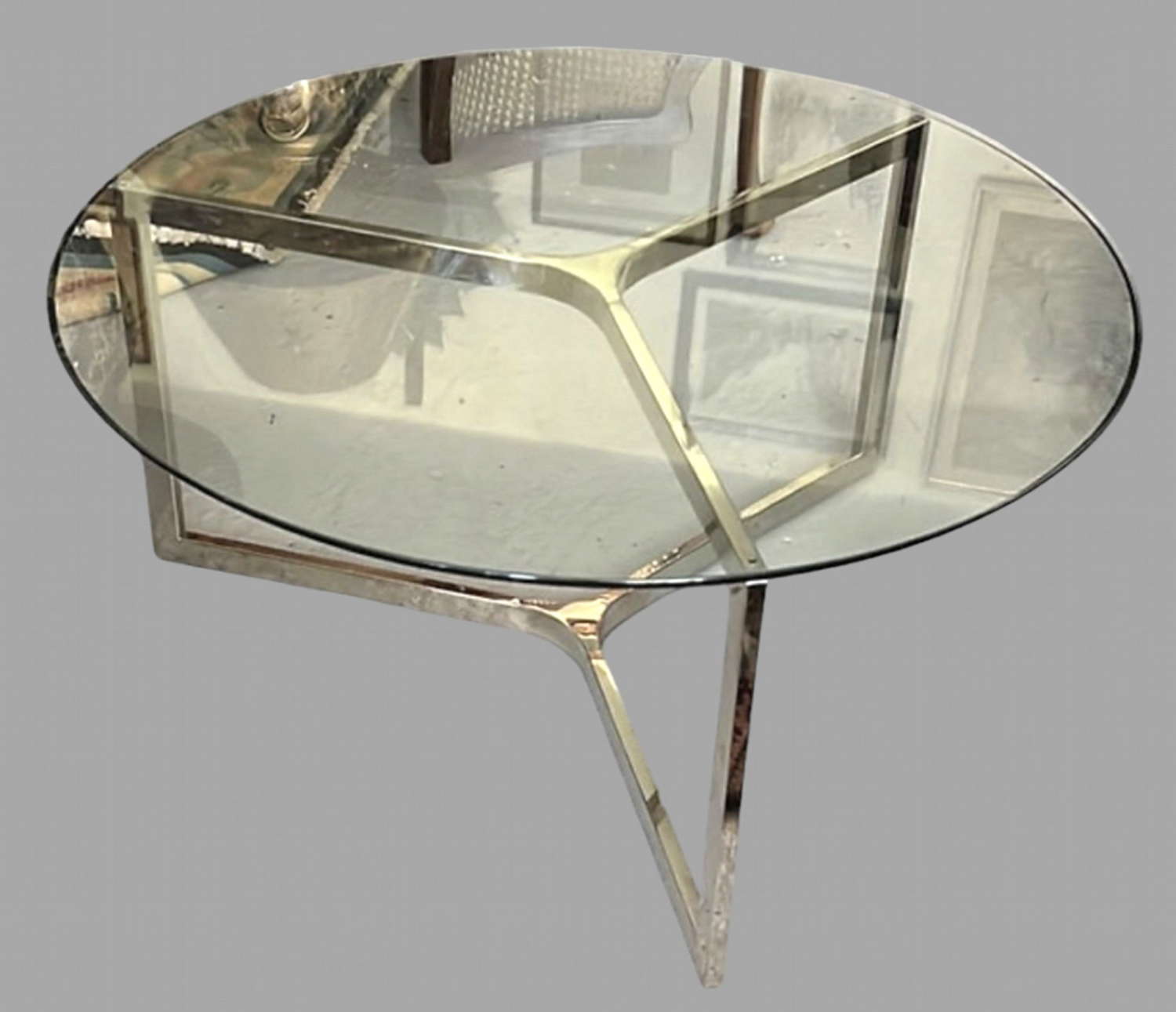 1970s Stainless Steel and Glass Coffee Table