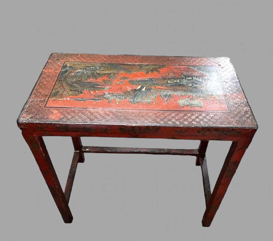 Chinese Red Lacquered Occasional Table