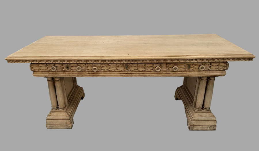 A Fabulous Carved 19th Century Bleached Walnut Table