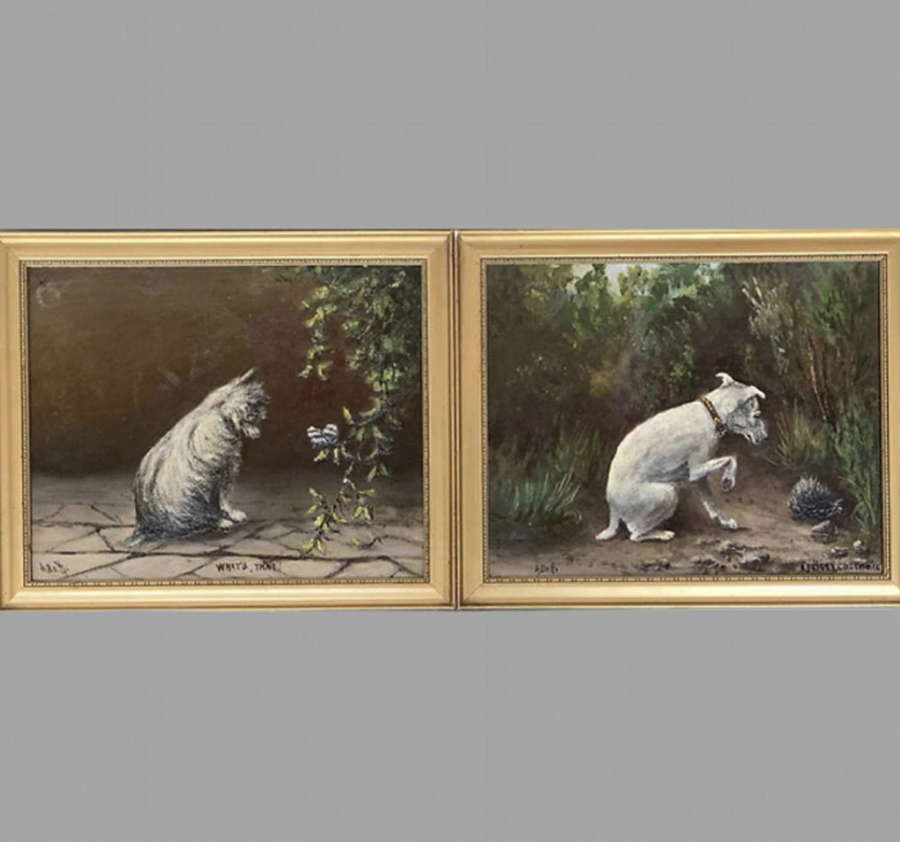 Pair Of Terrier Studies Signed A. Betts