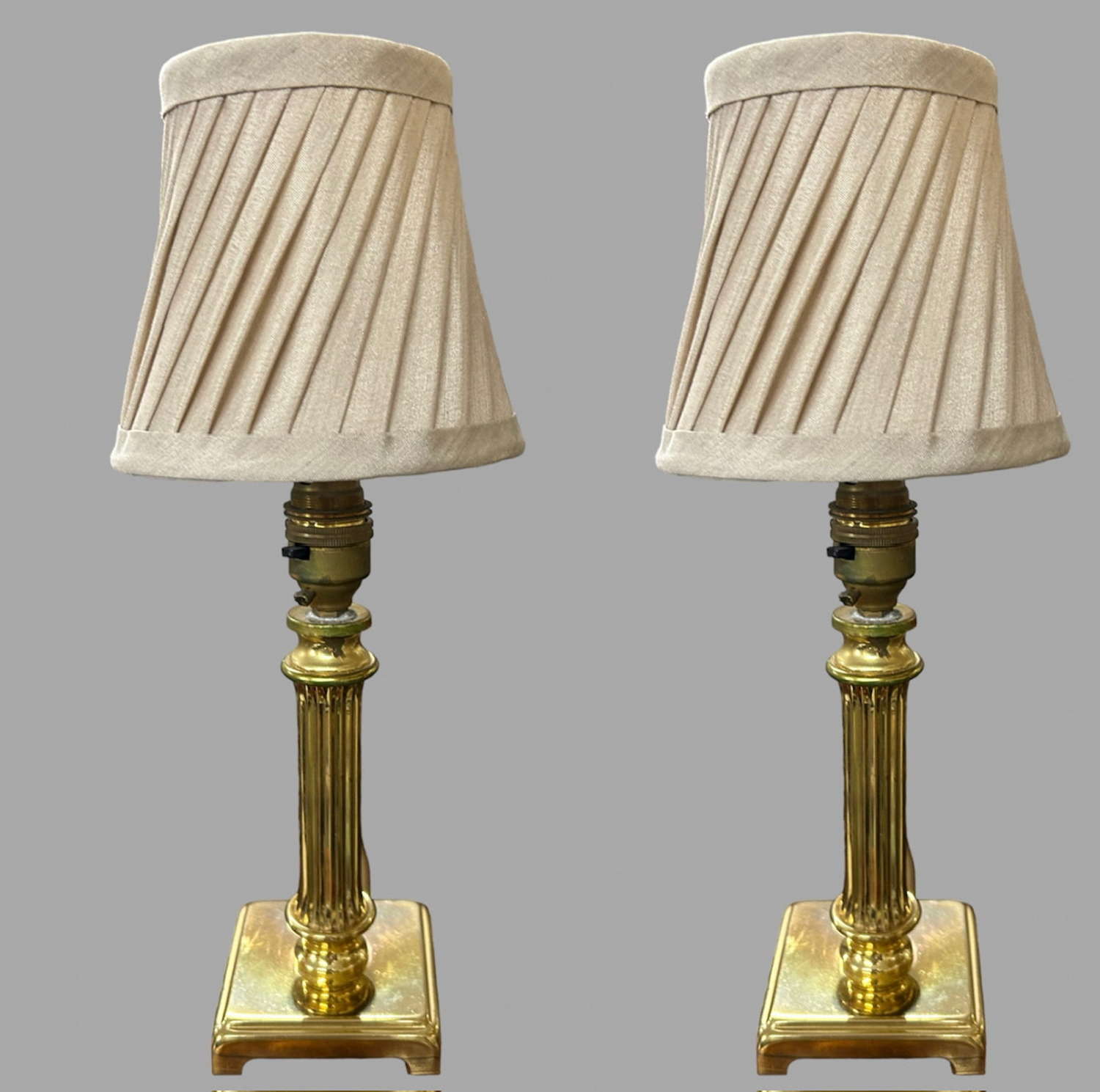 Pair of Modern Brass Classical Column Lampstands