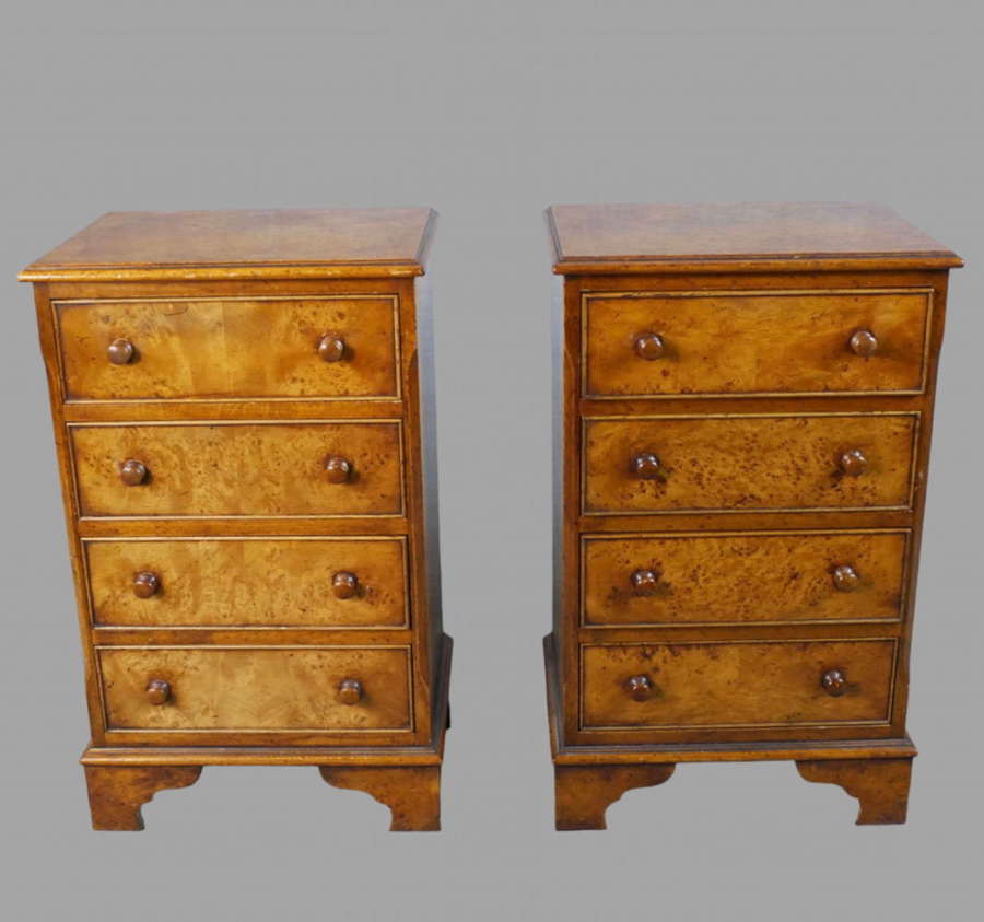 A Lovely Pair of Burr Walnut Bedsides/Side Tables