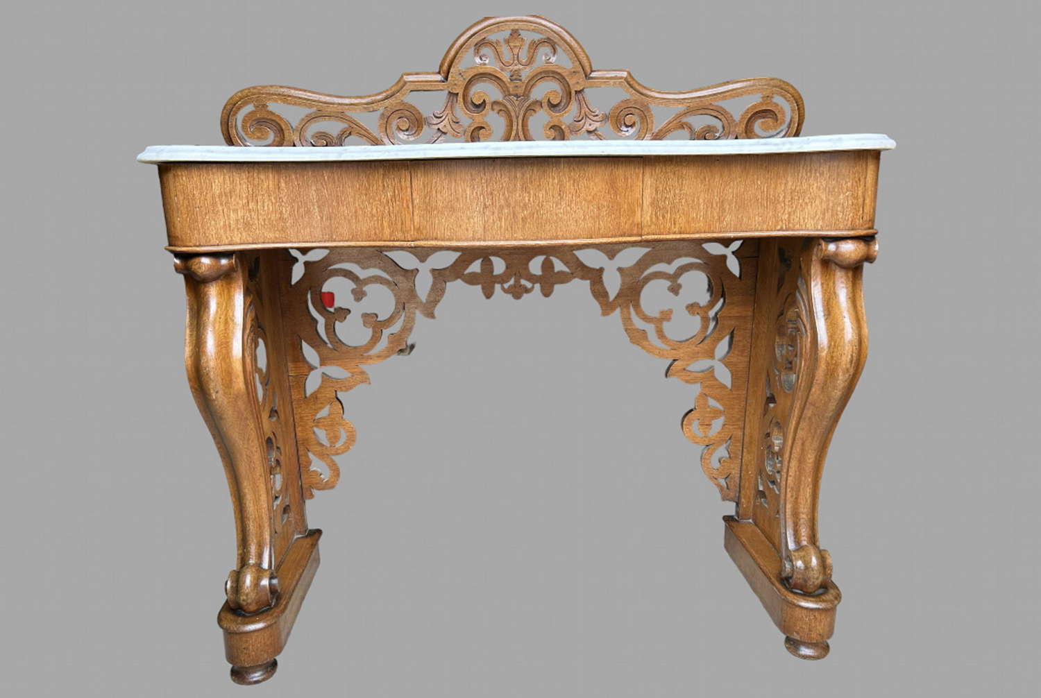A 19thc Marble Topped Mahogany Console Table