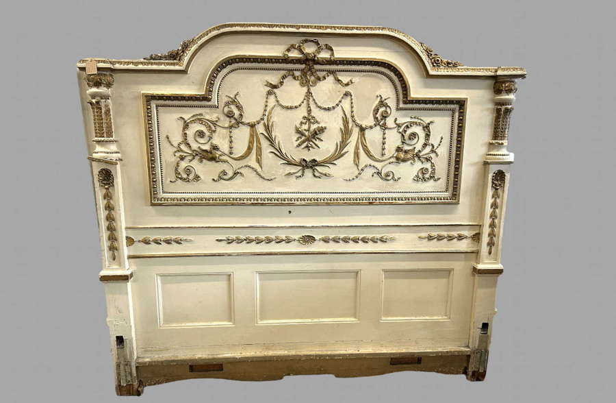 A 19thc French Cream Painted and Parcel Gilt Headboard