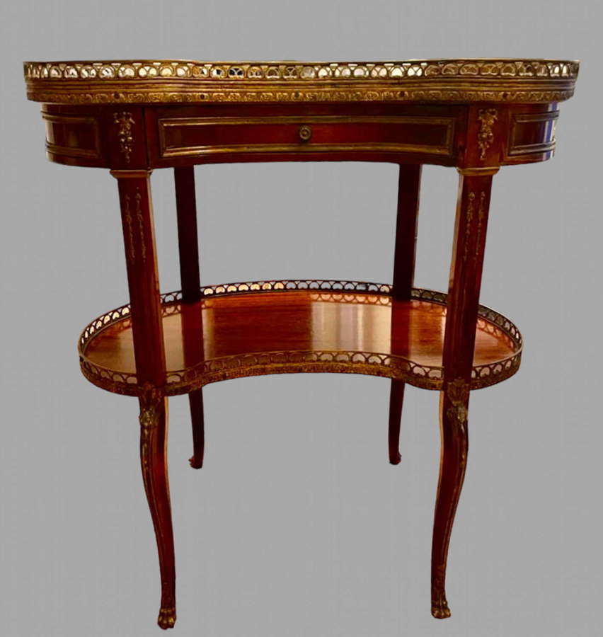 A French Kidney Shaped Table with Marble Top
