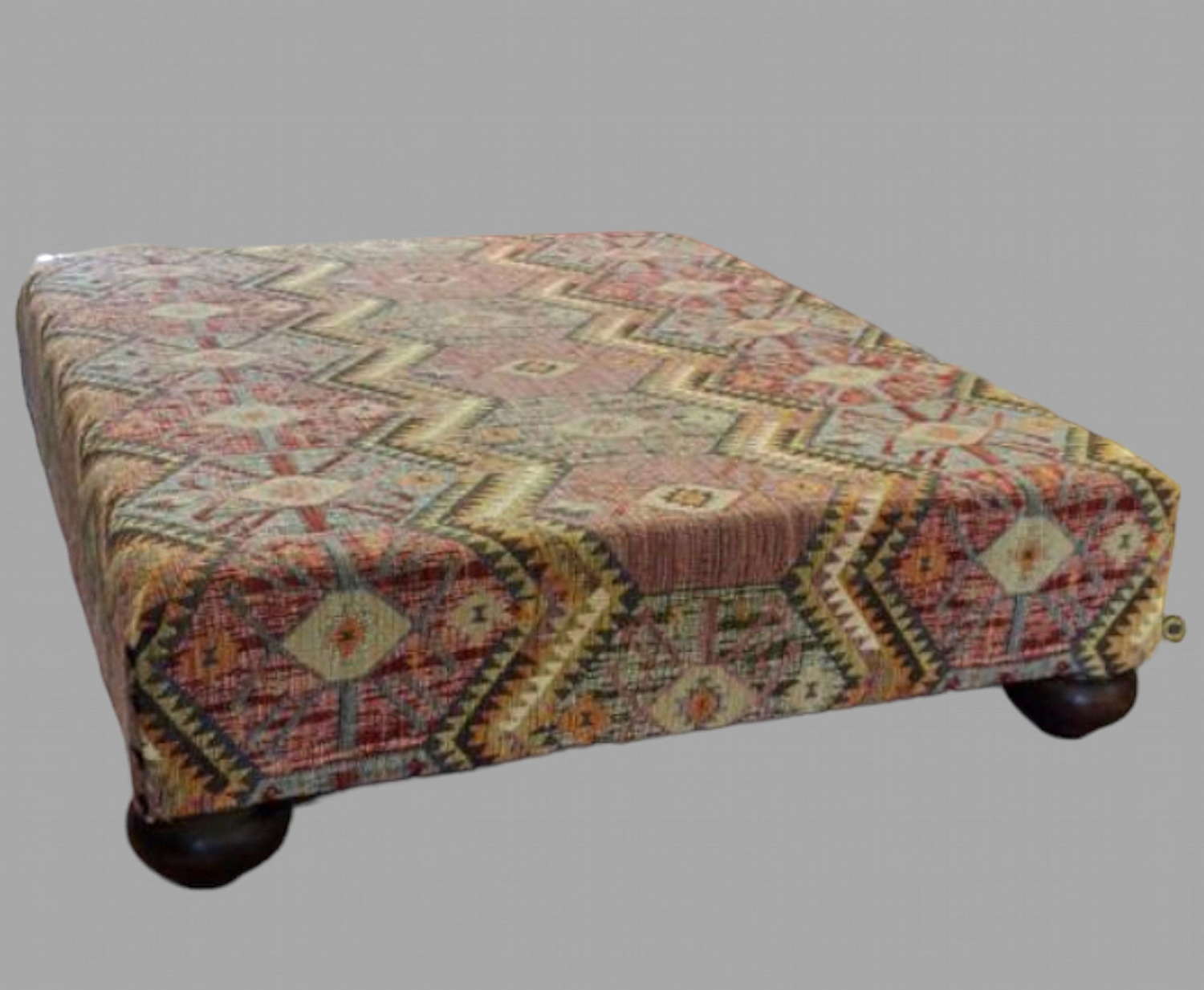 A Tapestry Beechwood Upholstered Good Sized Stool