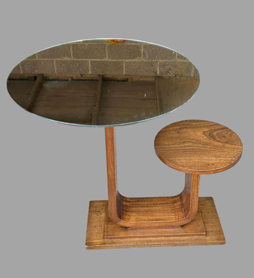 An Art Deco Teak Table and Stool