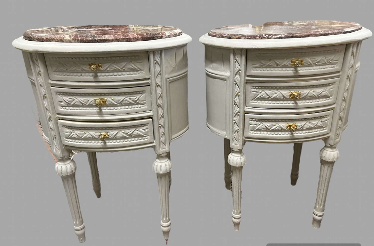 A Pair of French Vintage Bedside Tables