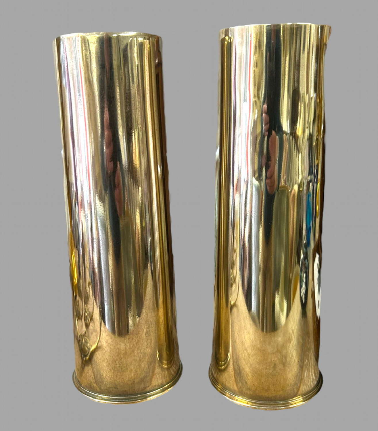 A Pair of Mk11 18 Pounder Brass Cartridge Cases 1918