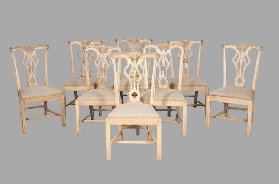 A Set of Eight Bleached Mahogany Chairs
