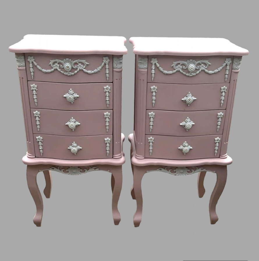 An Ornate Pair of Continental Painted Bedsides
