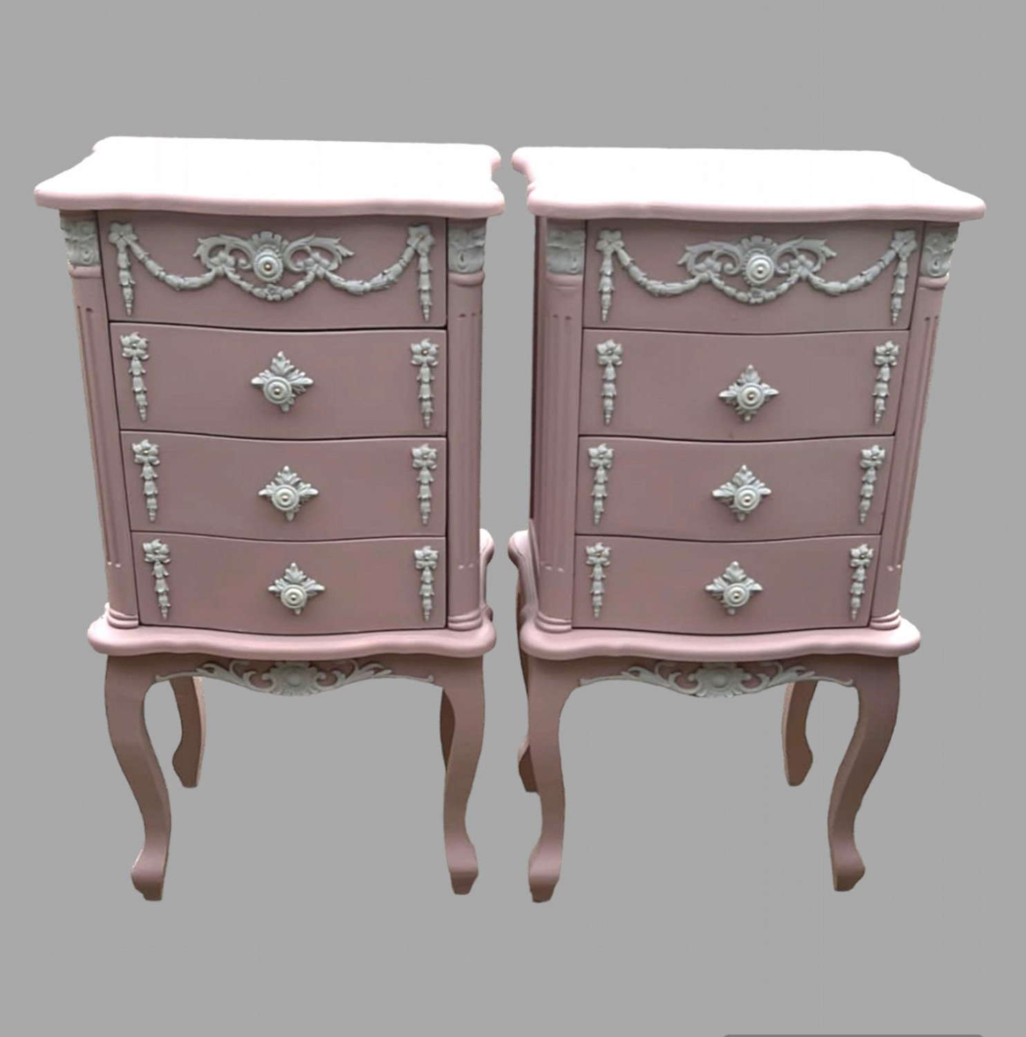 An Ornate Pair of Continental Painted Bedsides