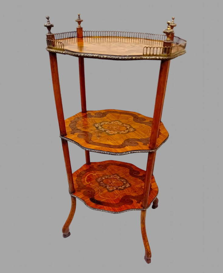 Late C19th 3-Tier Table in Kingwood and Rosewood