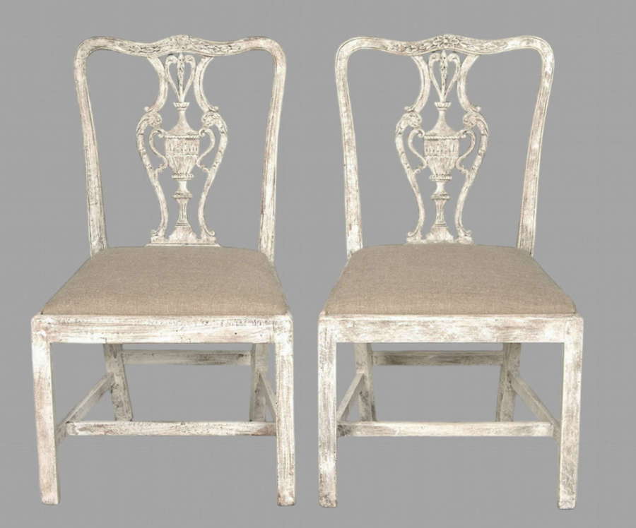 A Pair of 19thc Painted Side Chairs