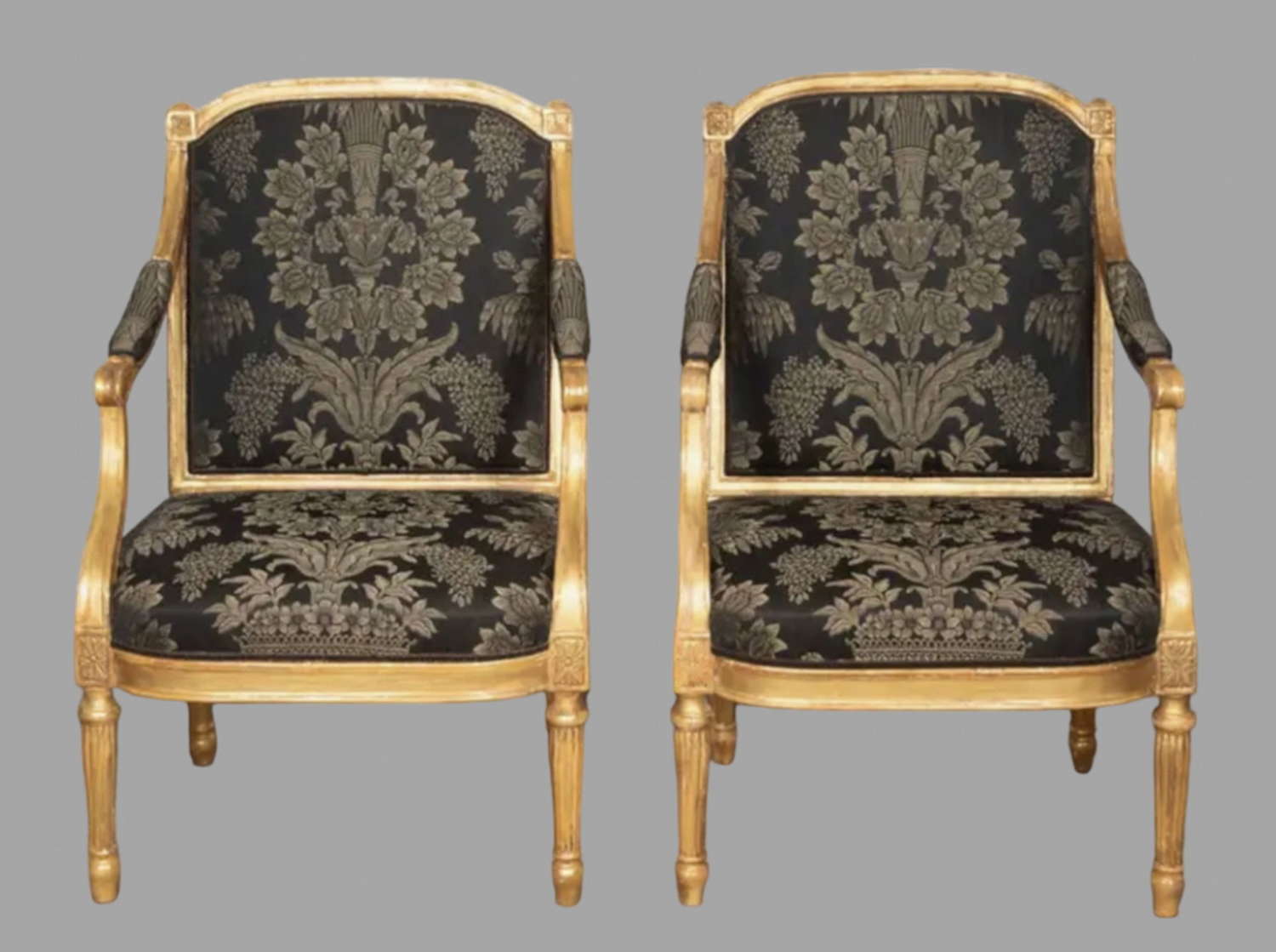 A Pair c1830's Gilt Armchairs