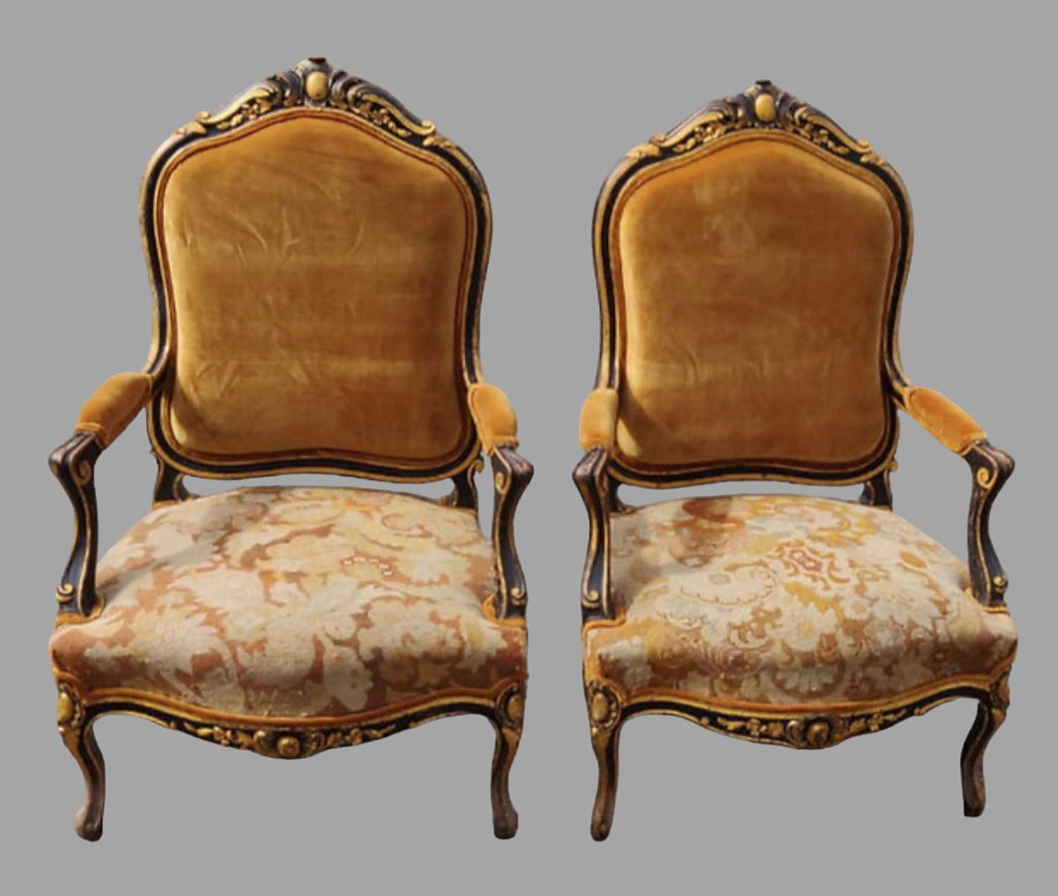 A Pair of Second Empire Fauteuil Armchairs