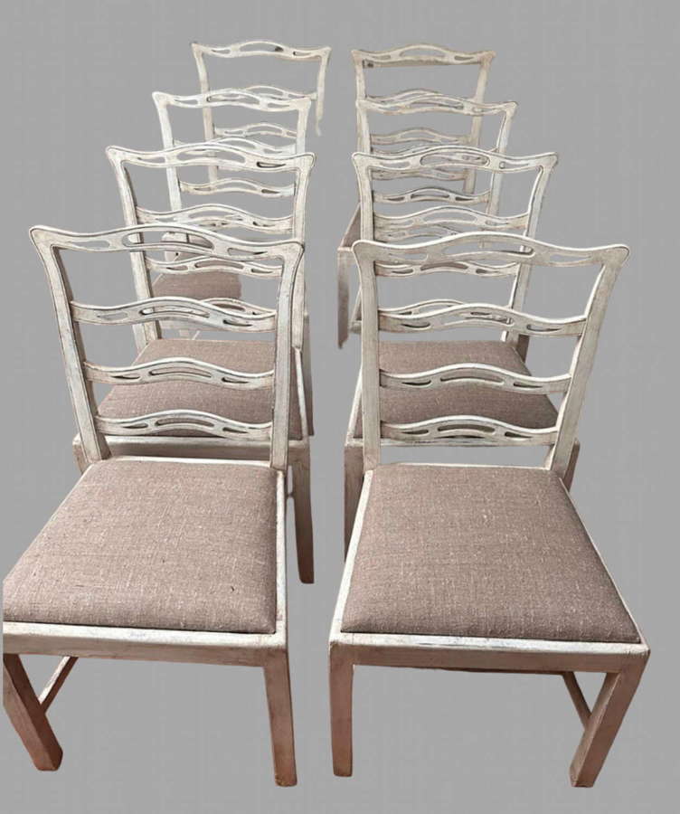 A Set of Eight 19thc Painted Ladderback Chairs